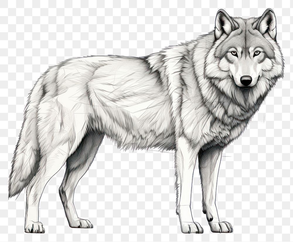 PNG Wolf drawing animal mammal transparent background