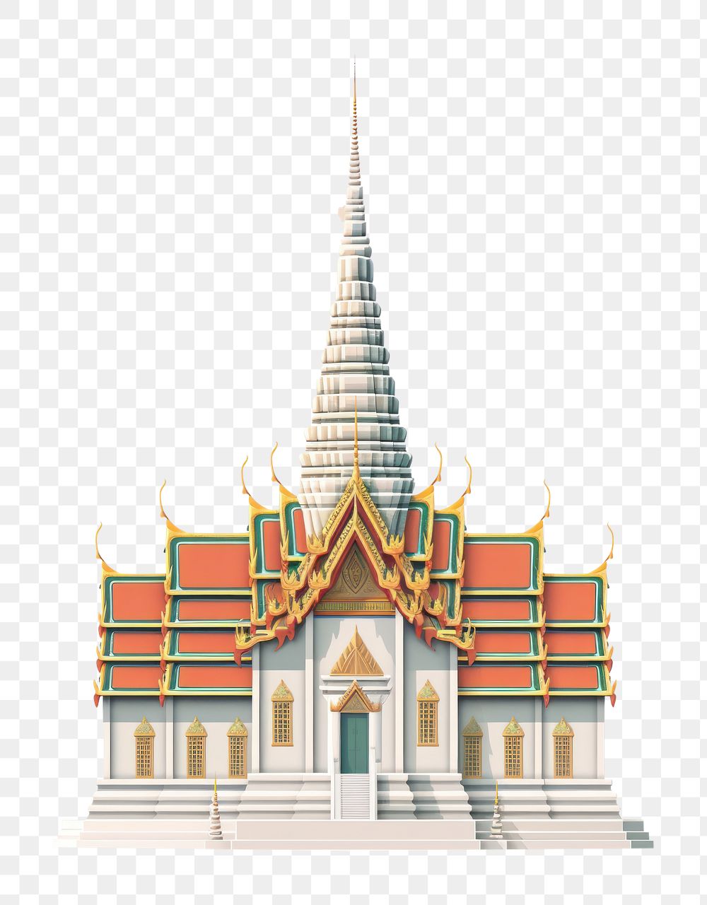 PNG Wat Pho architecture building pagoda. 