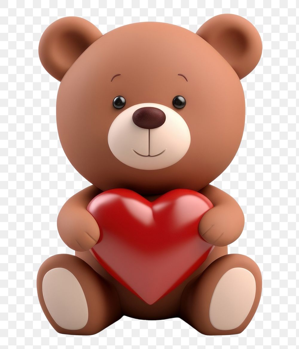 PNG Cartoon heart cute bear. AI generated Image by rawpixel.