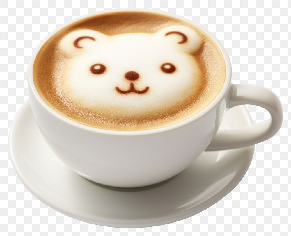 PNG Latte art coffee bear drink cup mug. AI generated Image by rawpixel.