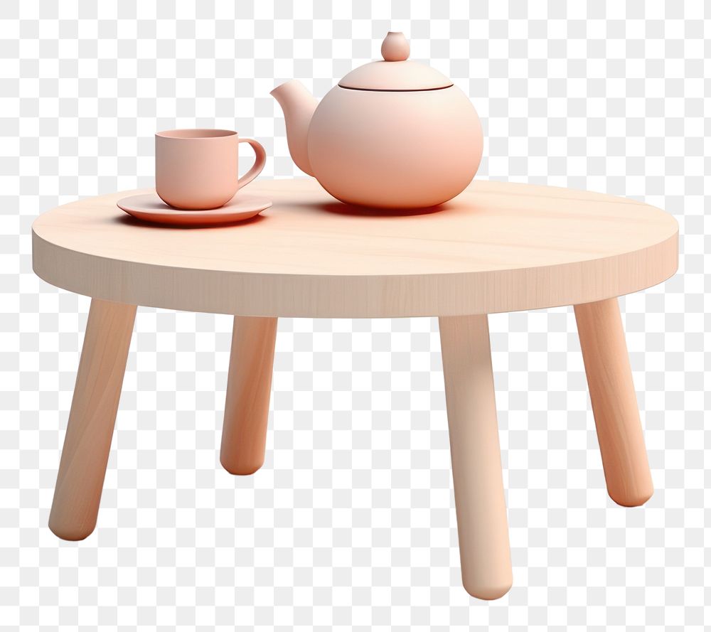 PNG Table furniture pottery teapot. AI generated Image by rawpixel.