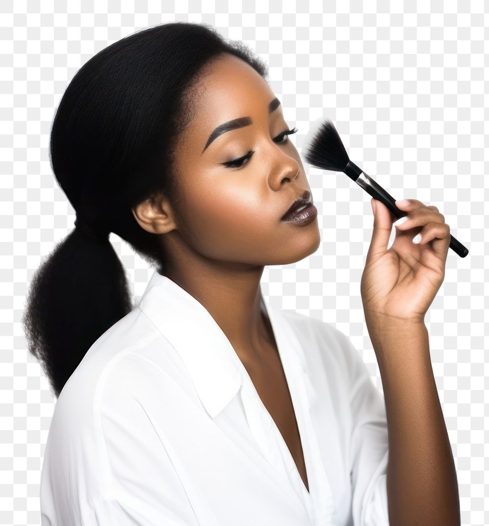 PNG Applying makeup adult black. AI generated Image by rawpixel.