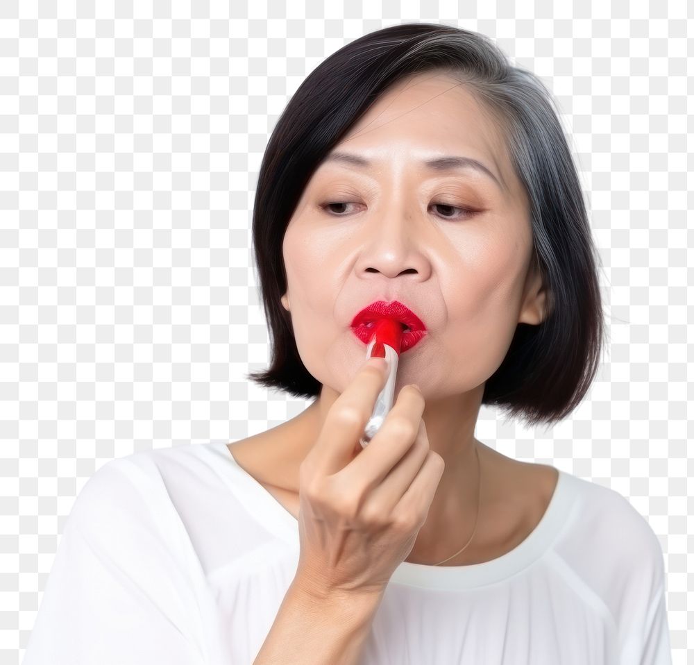PNG Lipstick applying adult women. AI generated Image by rawpixel.