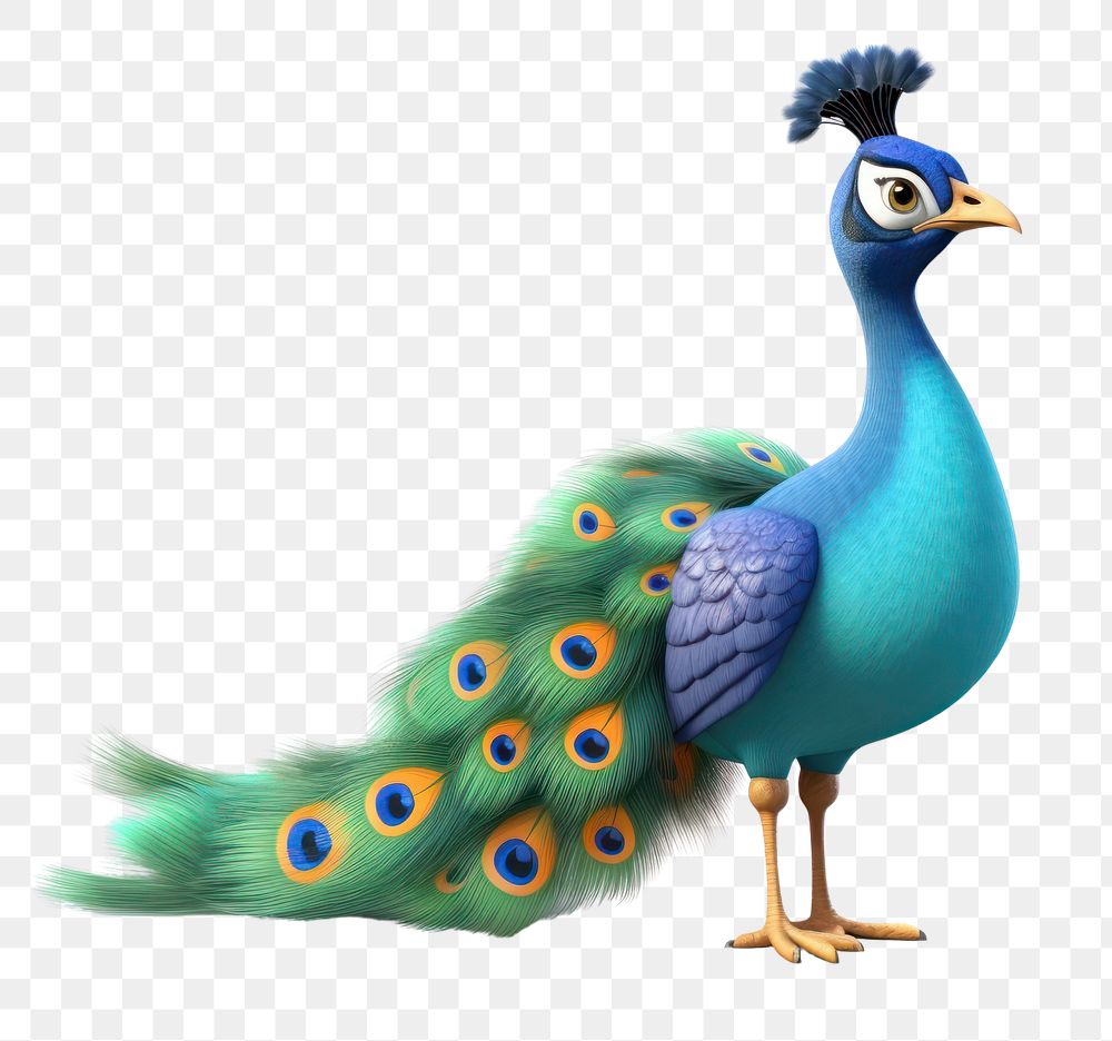 PNG Peacock bird cartoon animal. AI generated Image by rawpixel.