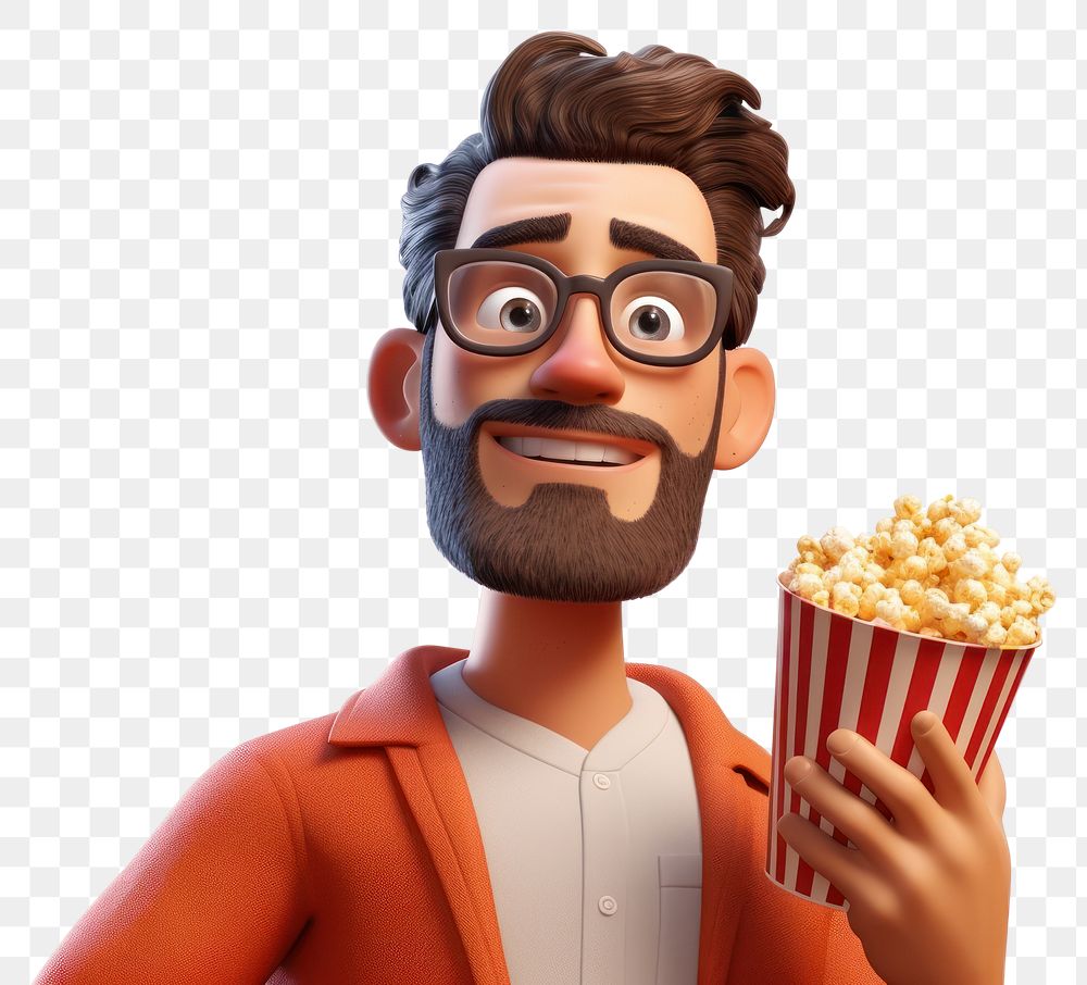 PNG Popcorn glasses cartoon adult. AI generated Image by rawpixel.