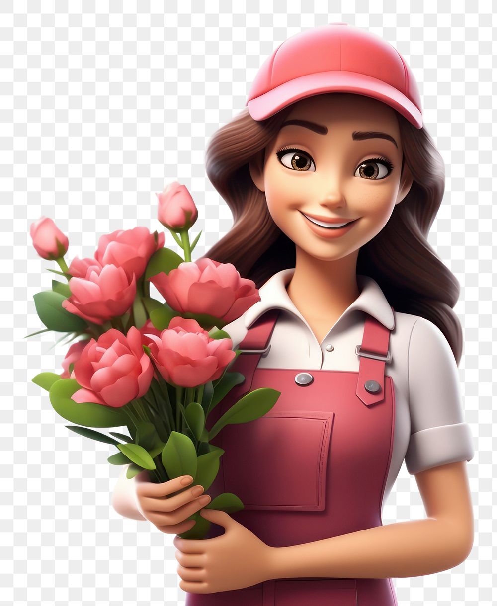 PNG Smiling cartoon flower female. AI generated Image by rawpixel.