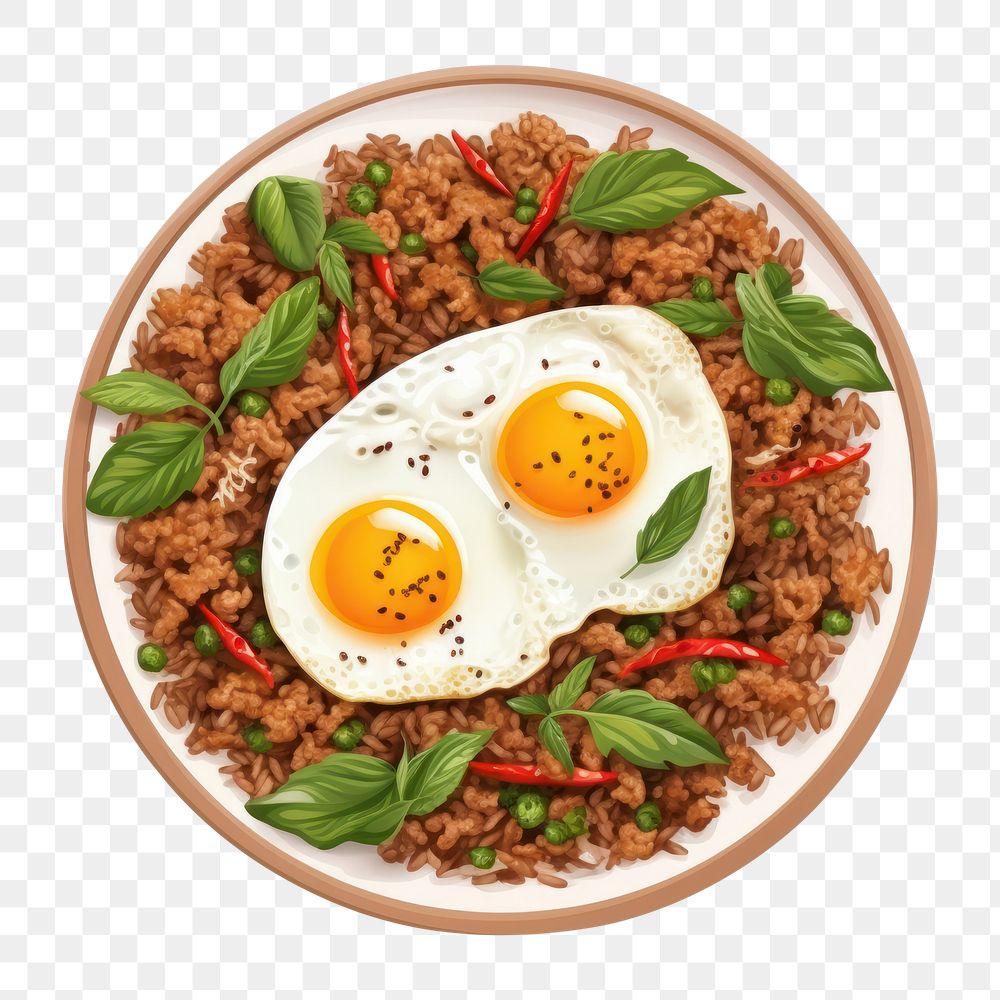 PNG Food egg basil plate. 