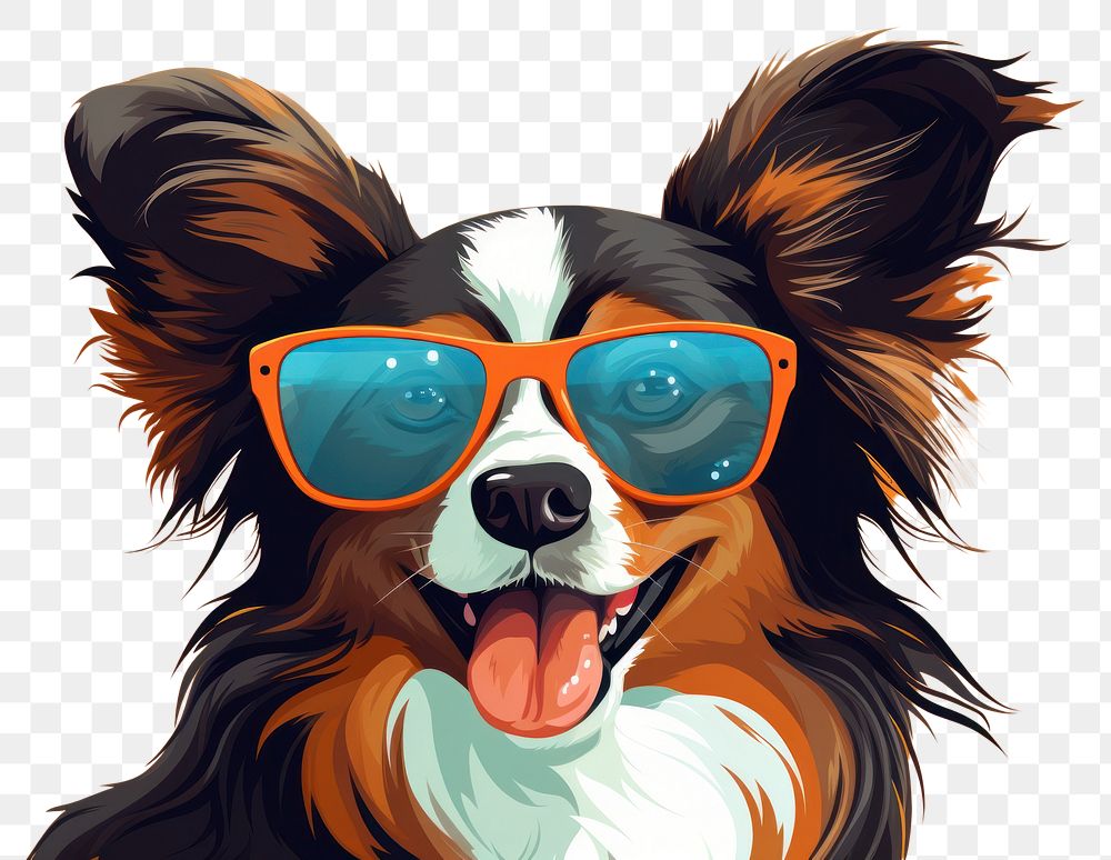 PNG Sunglasses papillon spaniel dog. AI generated Image by rawpixel.