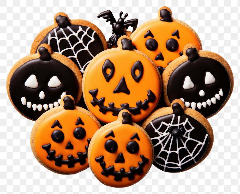 PNG Halloween cookies food anthropomorphic jack-o'-lantern. AI generated Image by rawpixel.