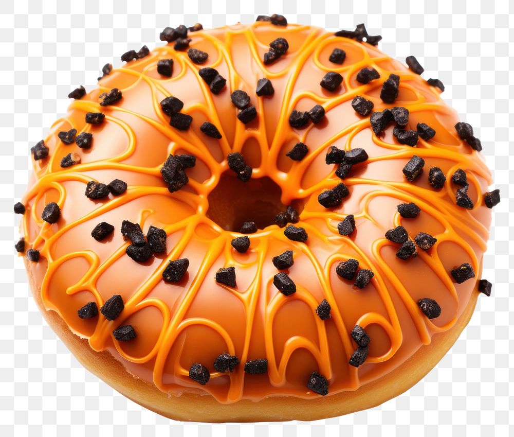 PNG Halloween donut orange dessert bagel food. 