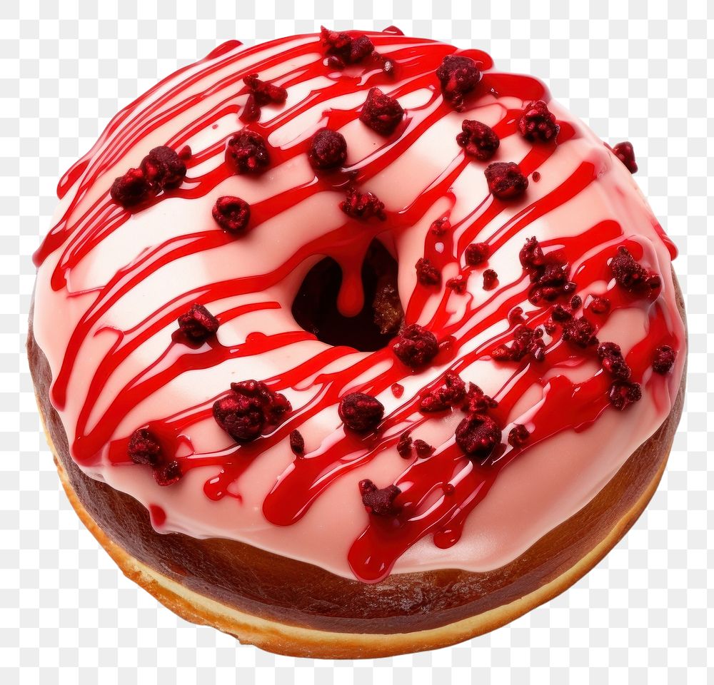 PNG Halloween donut red dessert icing food. 