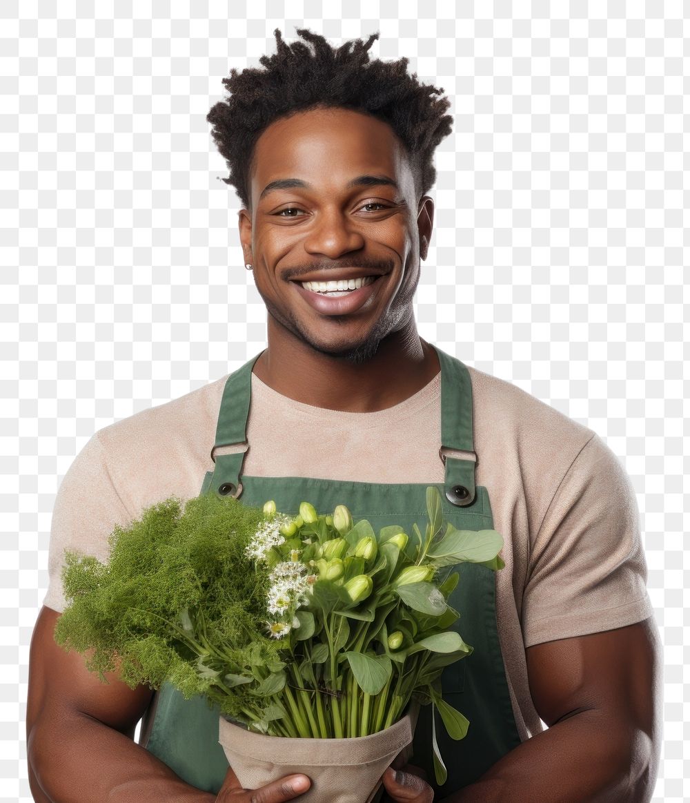PNG Gardening portrait flower smile. AI generated Image by rawpixel.