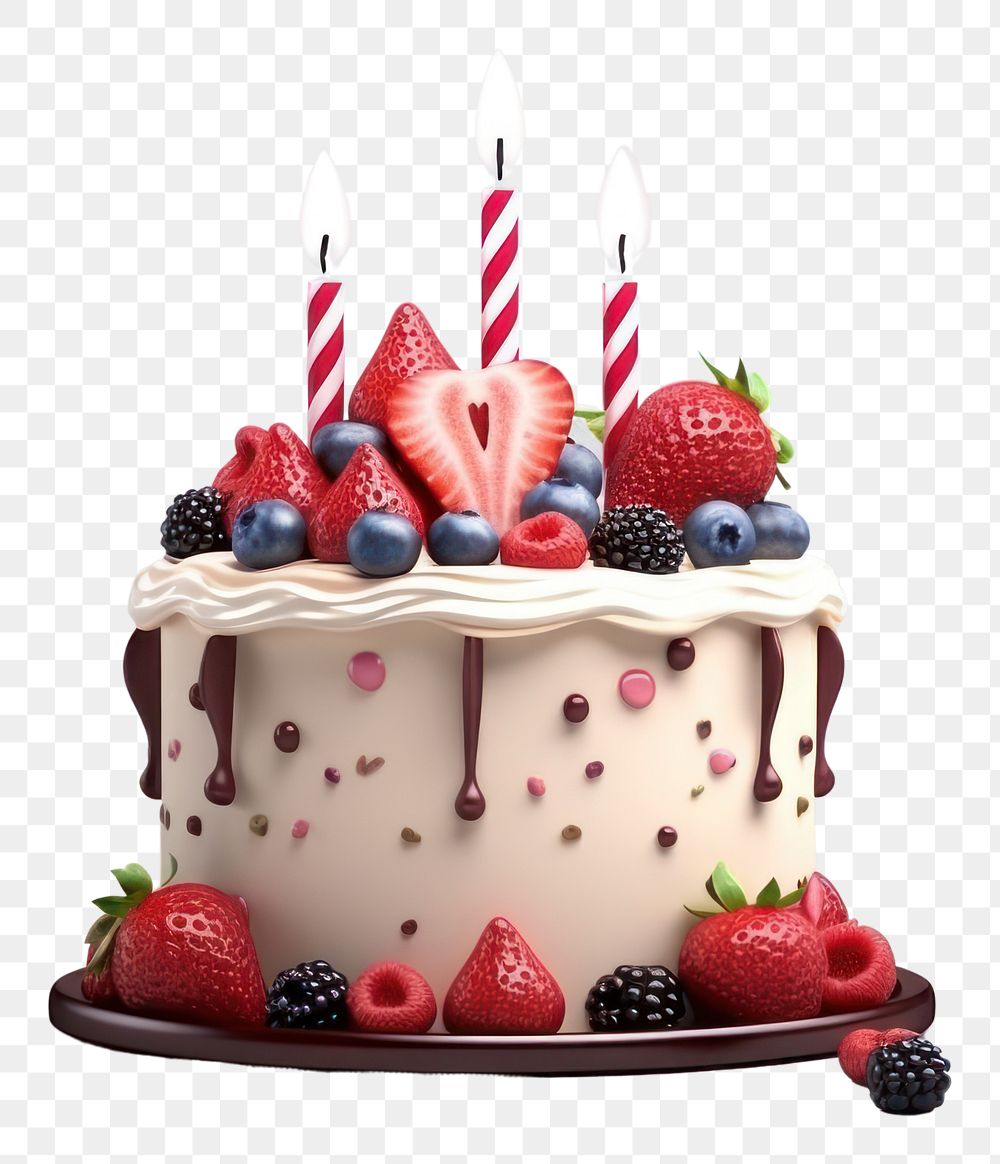 PNG Cake strawberry birthday dessert. AI generated Image by rawpixel.