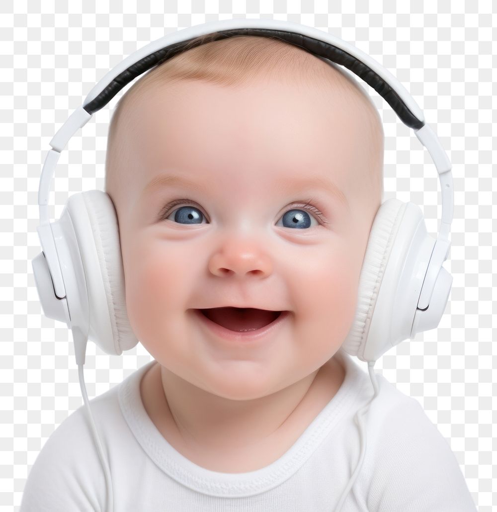 PNG Headphones baby portrait headset. AI generated Image by rawpixel.