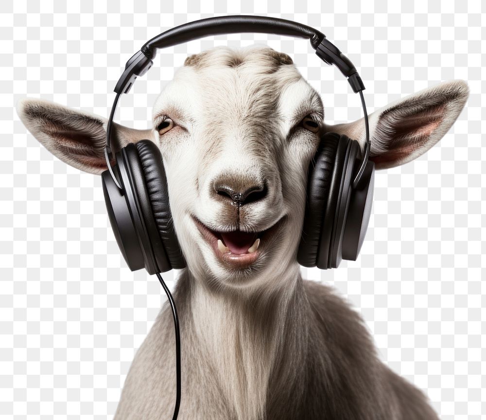 PNG Headphones livestock listening portrait. 