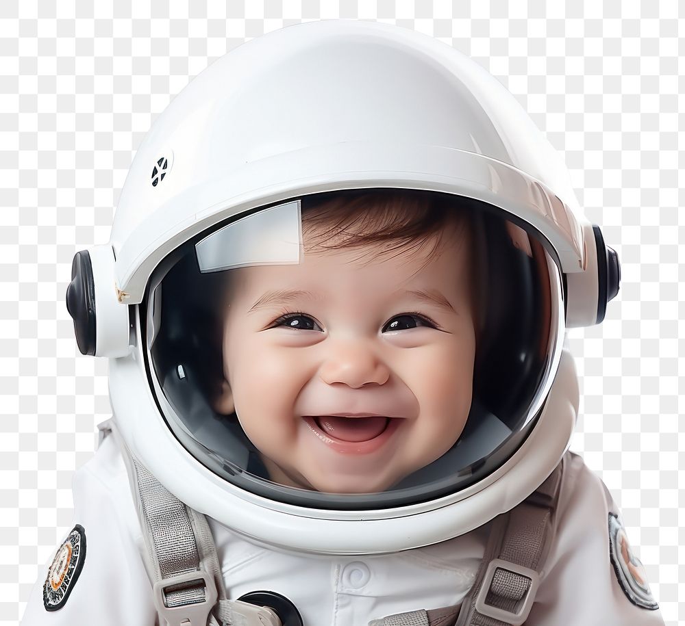 PNG Astronaut helmet baby smiling. 