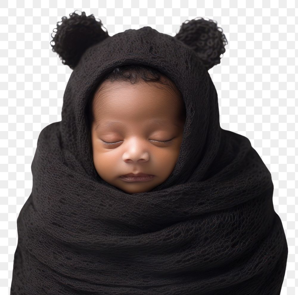 PNG Baby sleeping portrait blanket. 