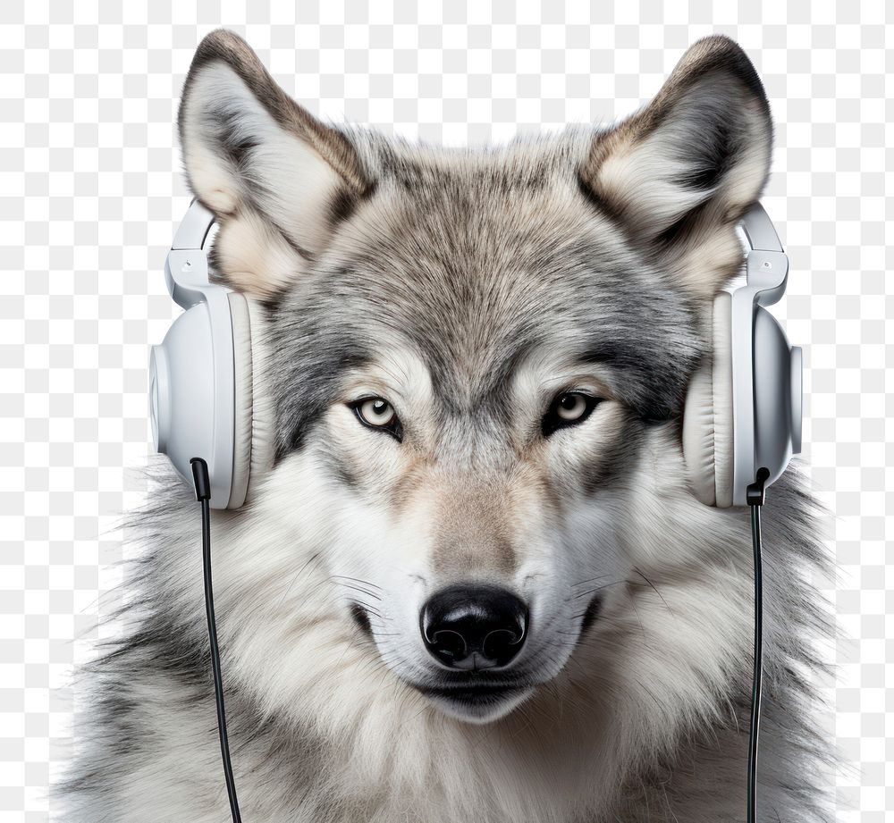 PNG Wolf headphones mammal animal. 