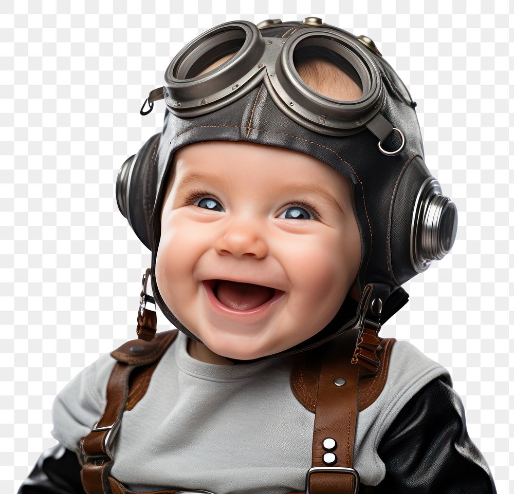 PNG Baby portrait smiling helmet. AI generated Image by rawpixel.
