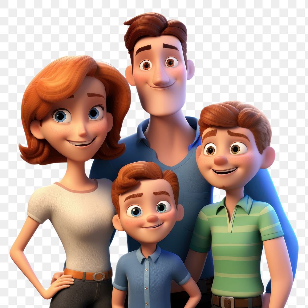 PNG  Cartoon family toy white background. AI generated Image by rawpixel.