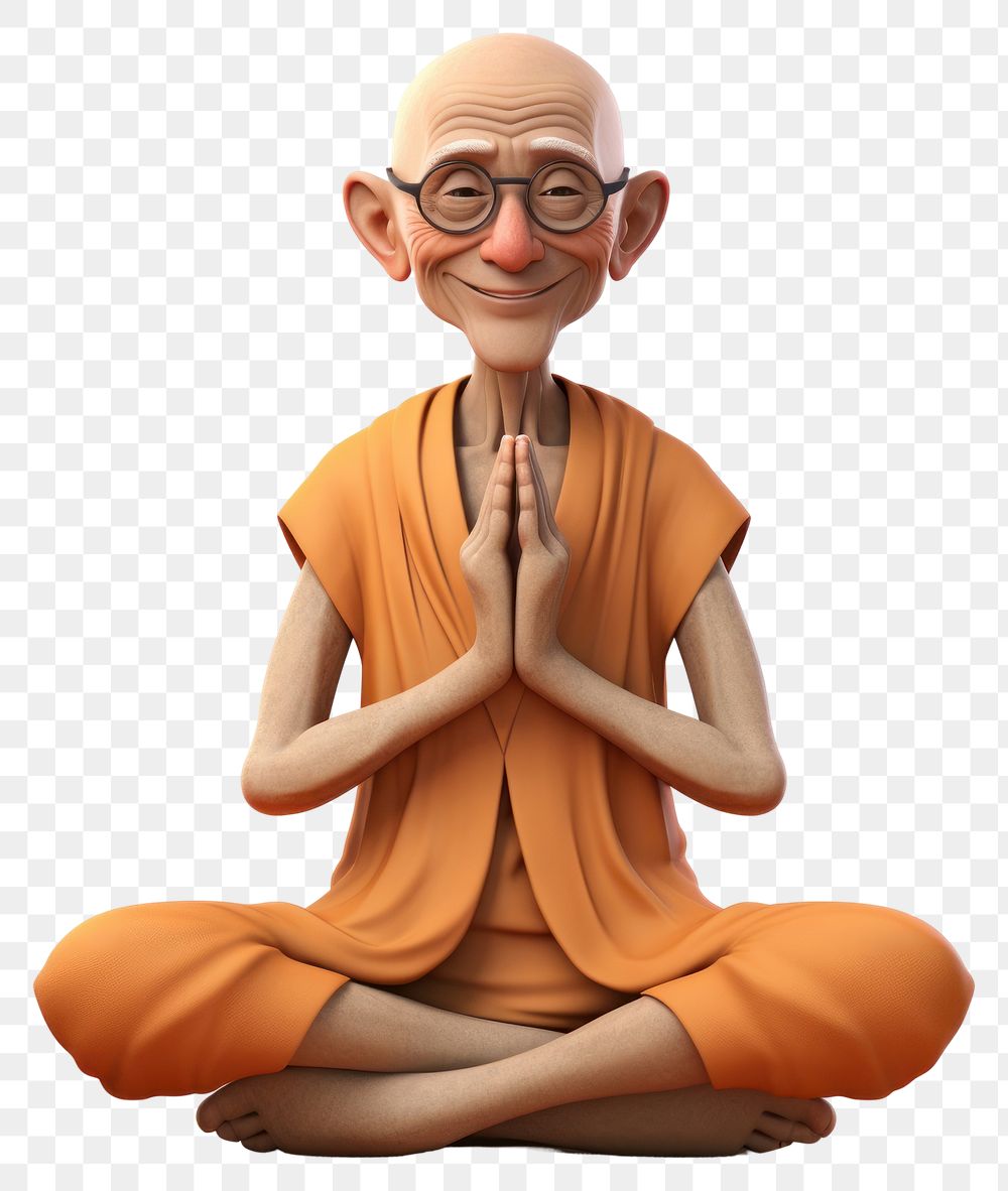 PNG Monk adult yoga white background. AI generated Image by rawpixel.