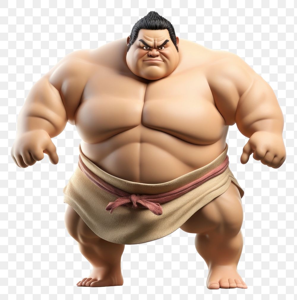 PNG Cartoon sumo white background bodybuilding. 