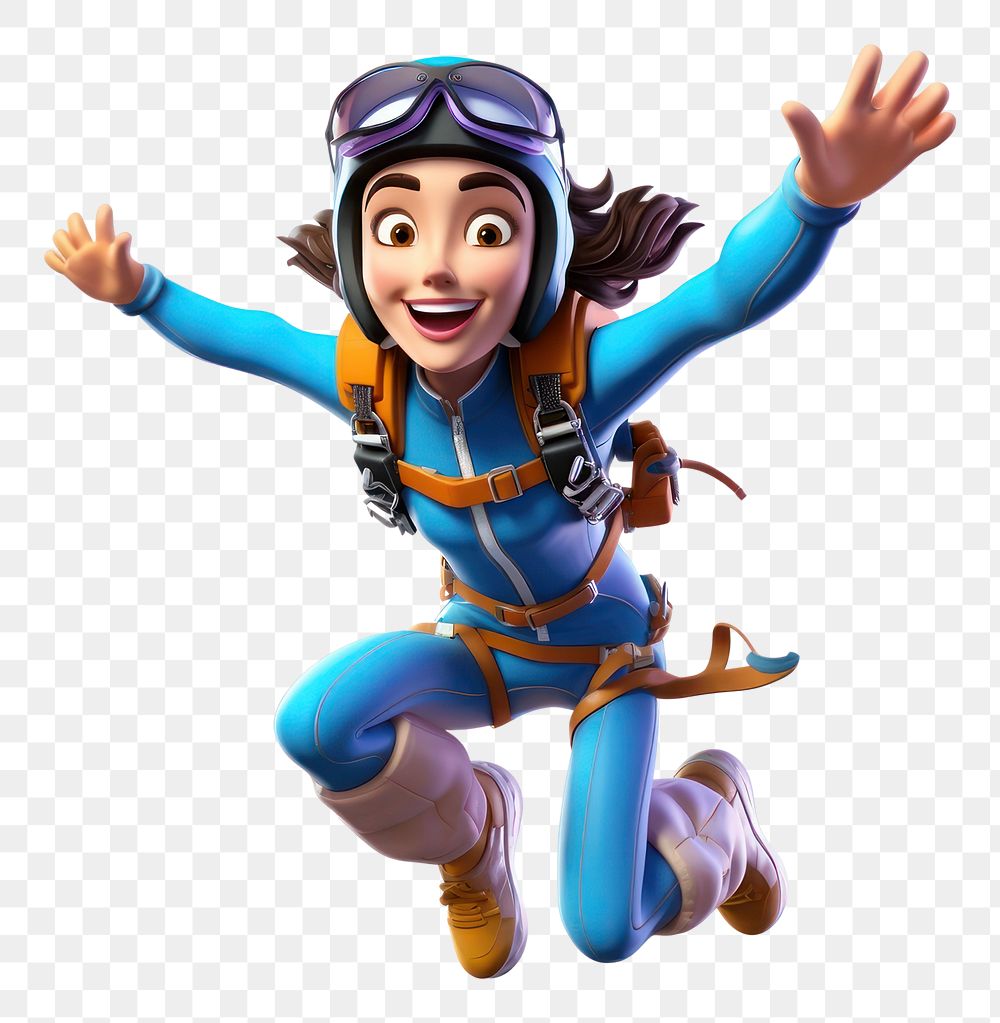 PNG Skydiving adventure cartoon white background. AI generated Image by rawpixel.