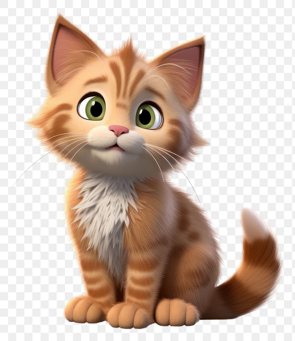 PNG Cartoon mammal animal kitten. AI generated Image by rawpixel.