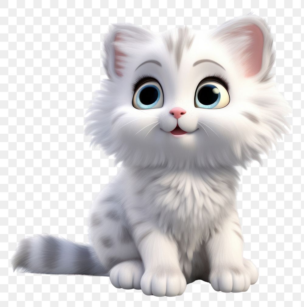 PNG Cartoon mammal animal kitten. AI generated Image by rawpixel.