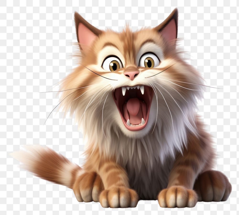 PNG Mainecoon making a tricky face cartoon mammal animal. AI generated Image by rawpixel.