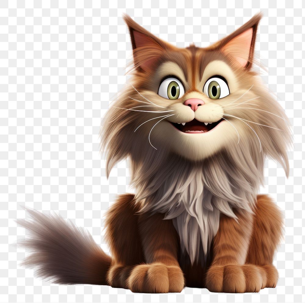 PNG Mainecoon making a cute face cartoon mammal animal. AI generated Image by rawpixel.