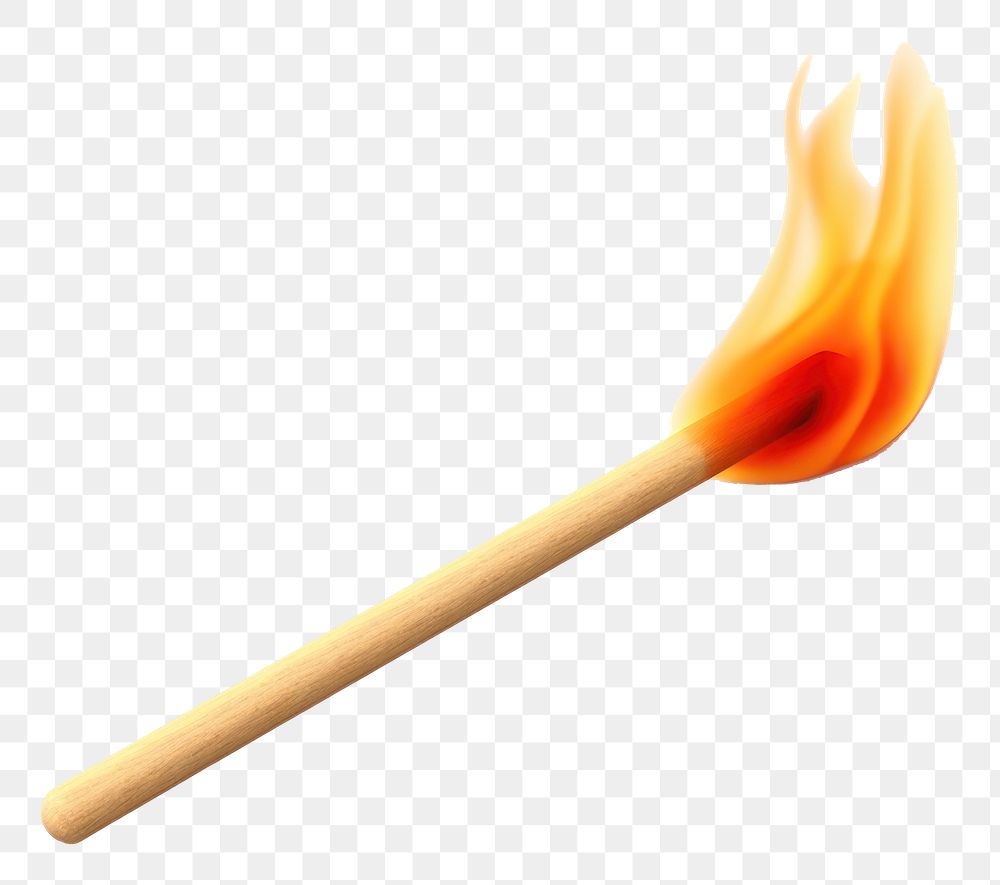 PNG Fire burning yellow match. 