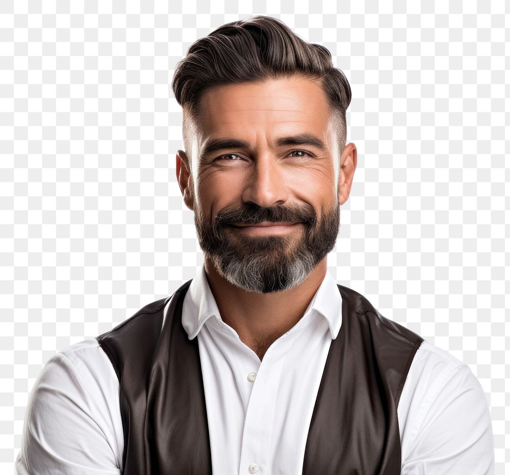 PNG Portrait beard adult smile. AI generated Image by rawpixel.
