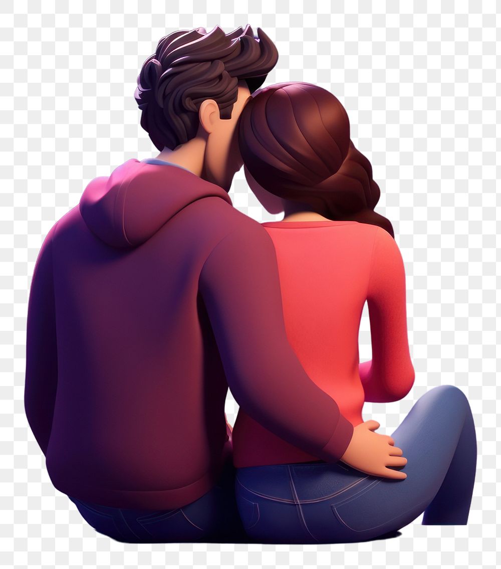 PNG Romantic sitting cartoon adult. AI generated Image by rawpixel.