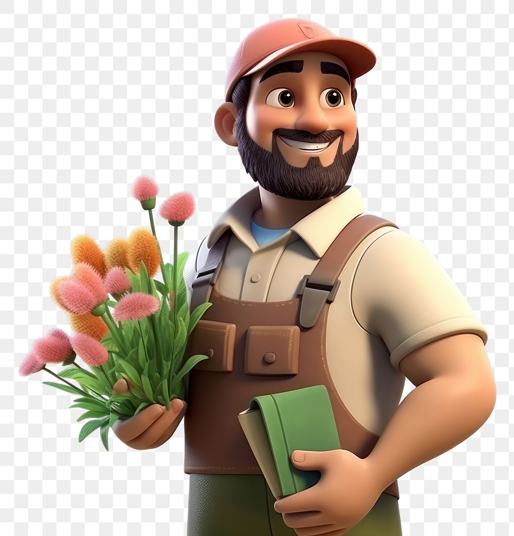 PNG Cartoon smiling flower plant. 