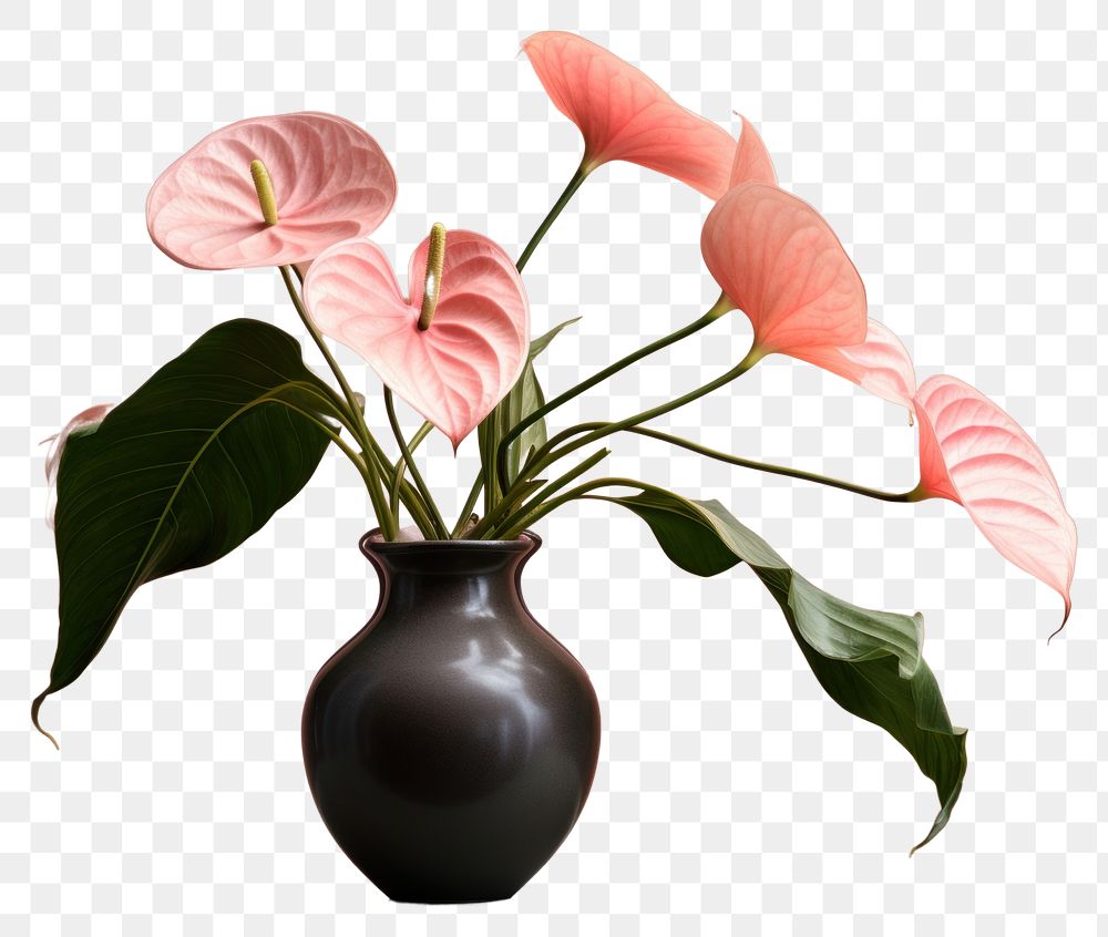 PNG Anthurium flower plant vase. AI generated Image by rawpixel.