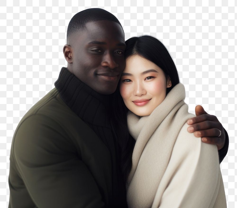 PNG Portrait hugging photo  