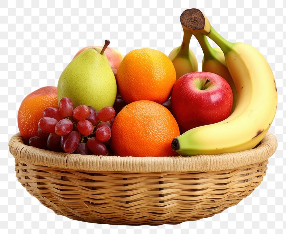 PNG Basket fruit banana apple. 