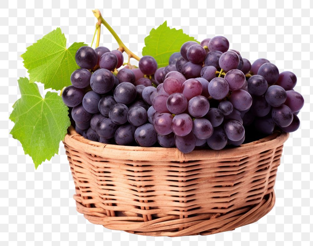 PNG Basket grapes fruit plant. AI generated Image by rawpixel.