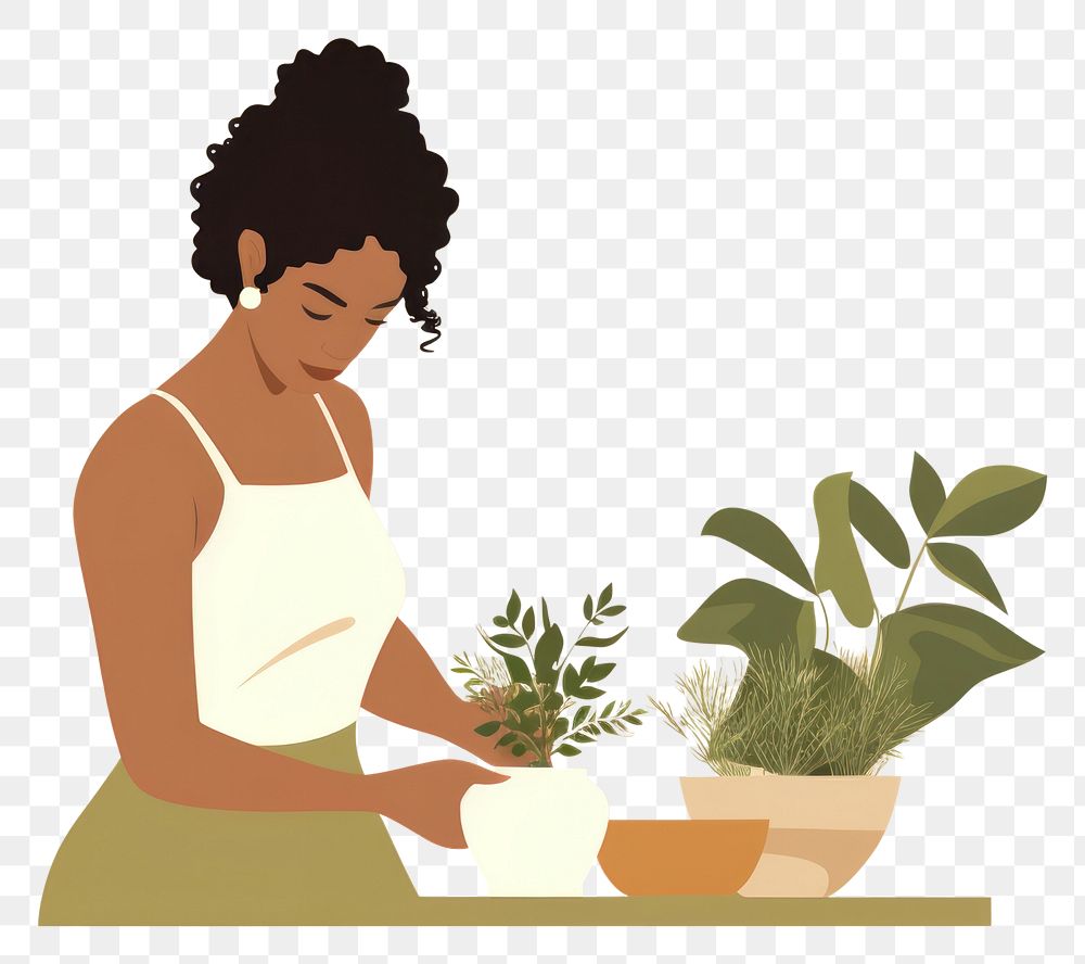 PNG Plant gardening female adult. 