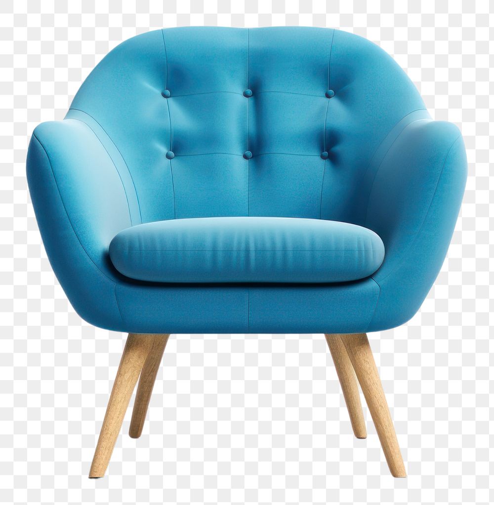 PNG  Chair furniture armchair blue. AI generated Image by rawpixel.