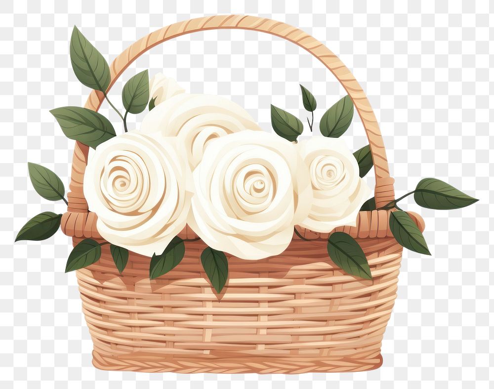 PNG  Rose basket flower wicker. AI generated Image by rawpixel.