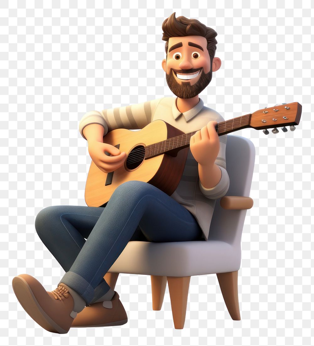 PNG Sitting guitar musician chair. AI generated Image by rawpixel.