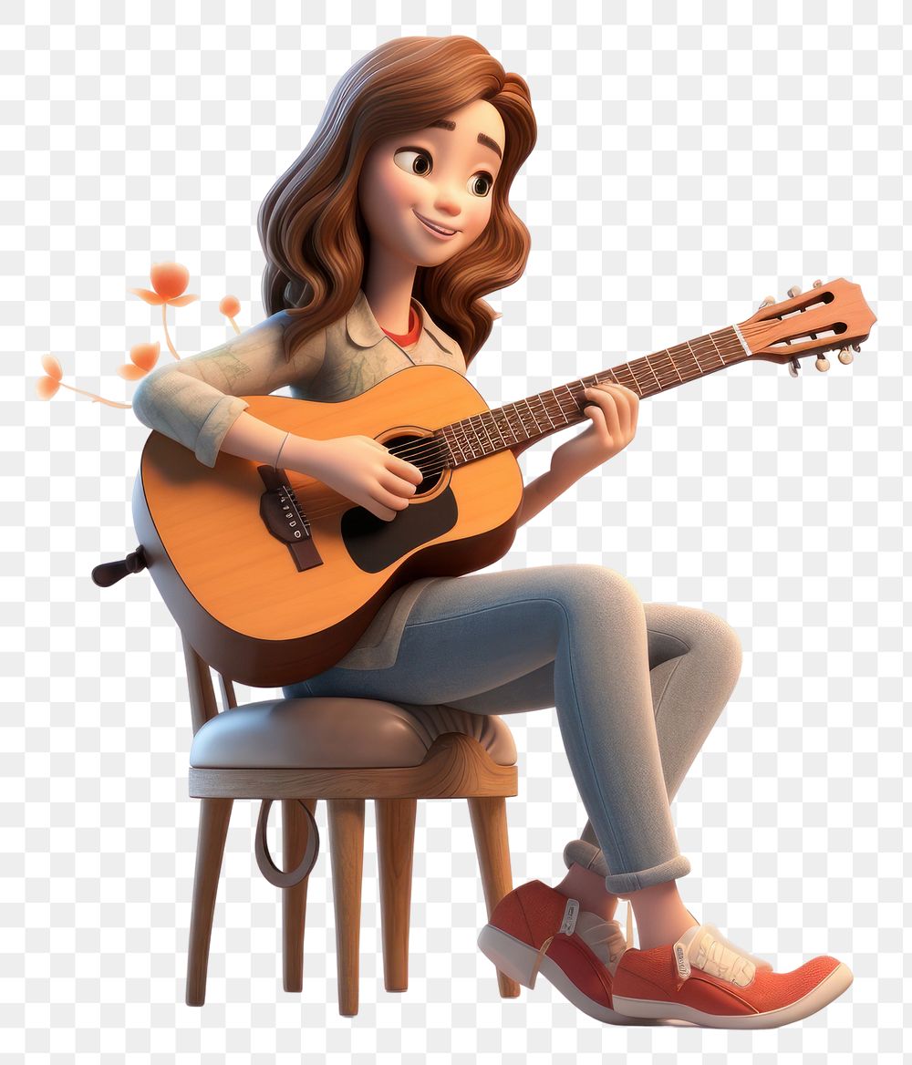 PNG Guitar musician sitting chair. AI generated Image by rawpixel.