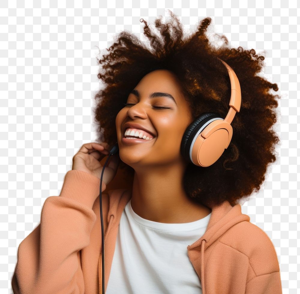 PNG Headphones headset smile music. AI generated Image by rawpixel.