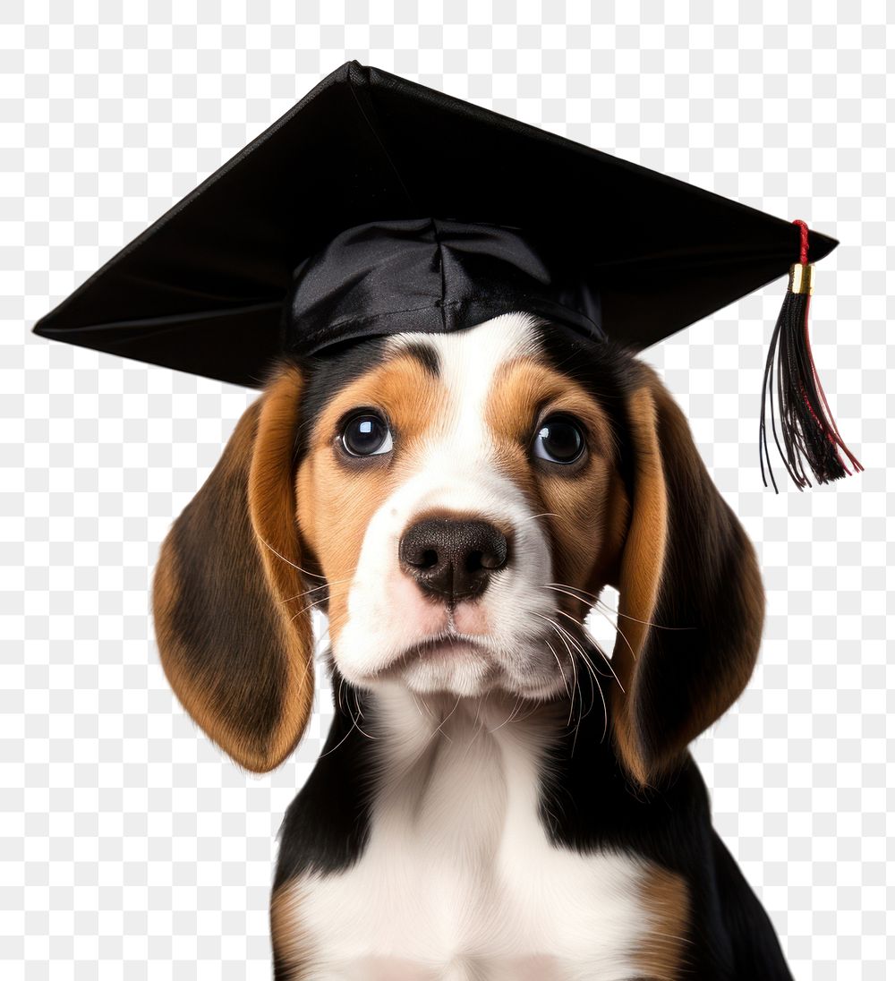 PNG Graduation puppy beagle animal. AI generated Image by rawpixel.