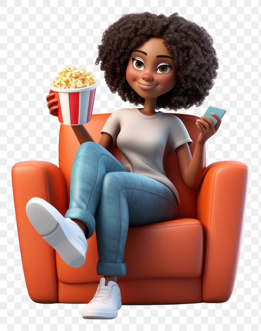 PNG Sitting furniture popcorn cartoon. 