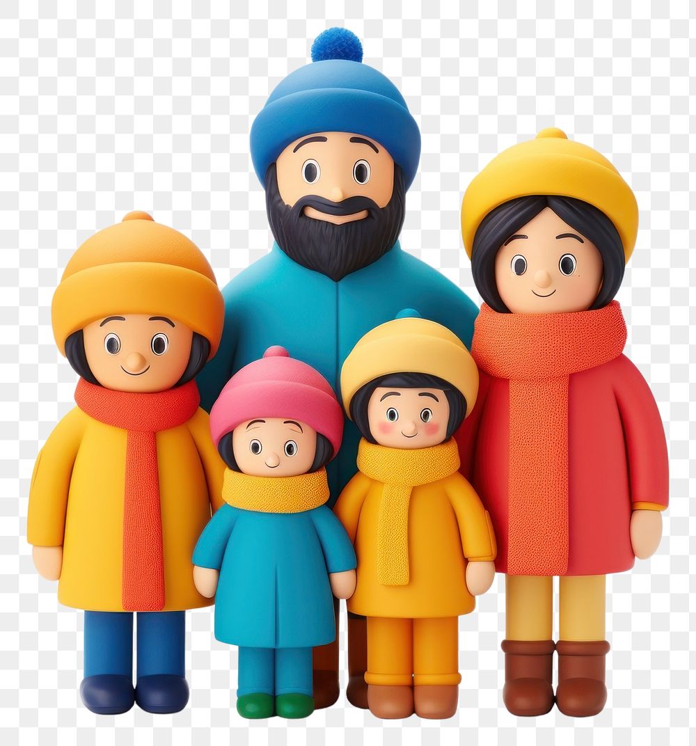 PNG  Cartoon family winter doll. AI generated Image by rawpixel.