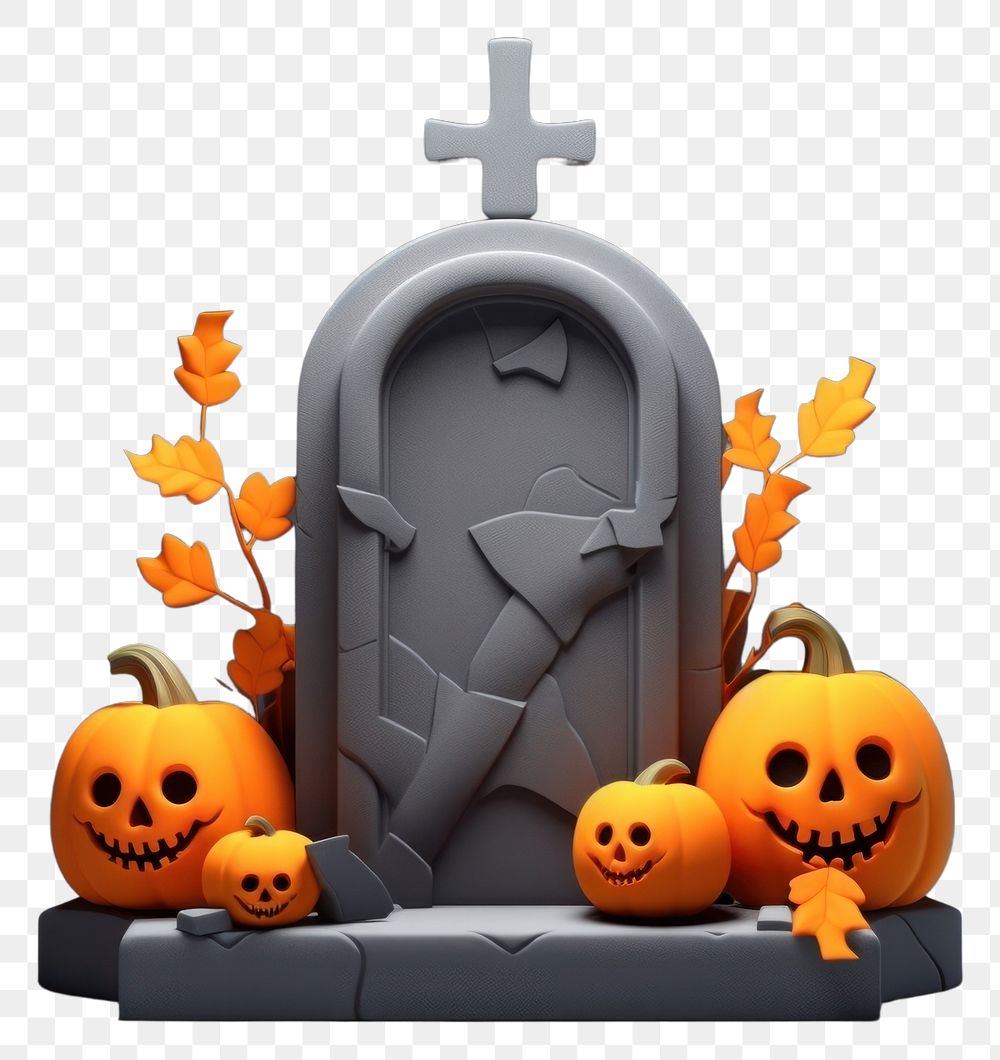PNG Tombstone halloween pumpkin anthropomorphic. AI generated Image by rawpixel.