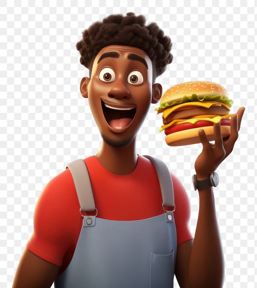PNG Holding cartoon burger adult. AI generated Image by rawpixel.